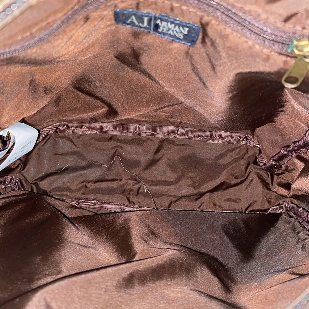 Armani Jeans brown olive canvas cross body zippered bag w/ adjustable strap